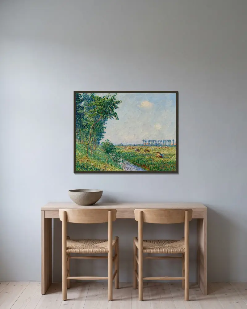 Utan titel (Kor på ängarna i Normandie) av Francis Picabia inramad på en vägg