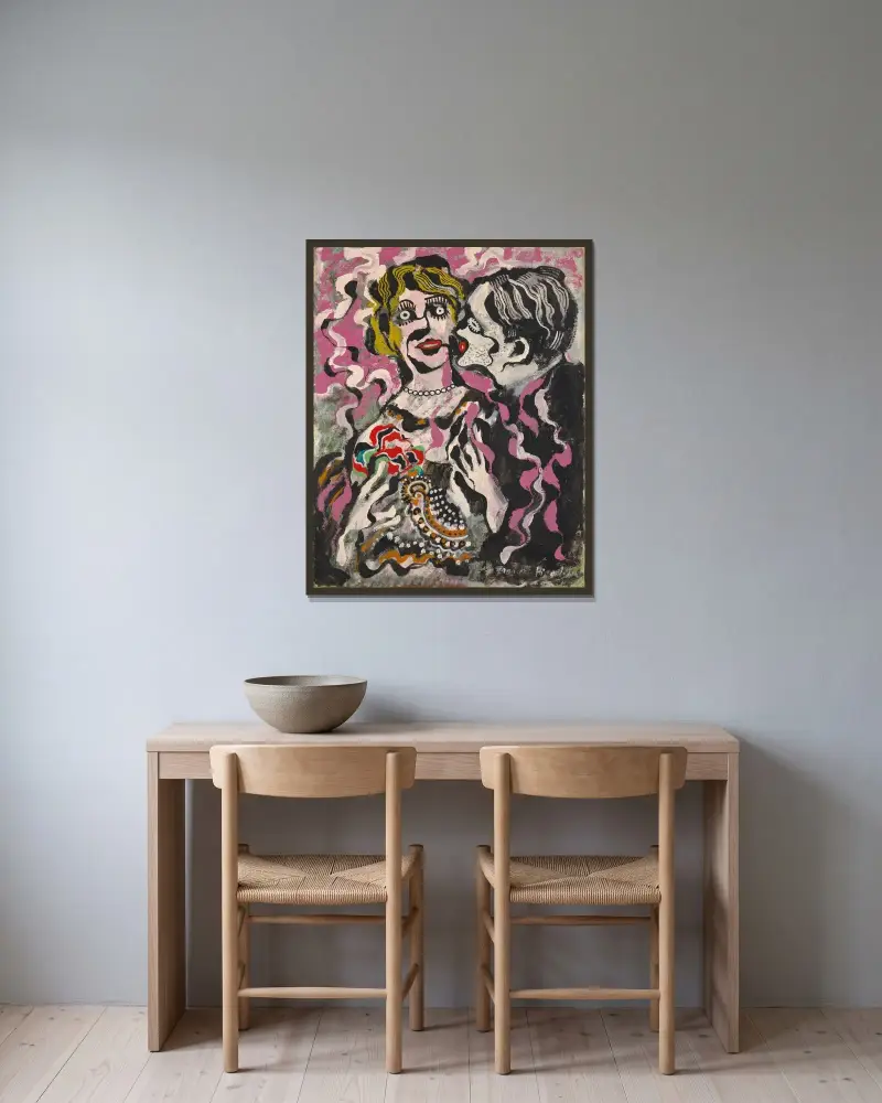 Veglione av Francis Picabia inramad på en vägg