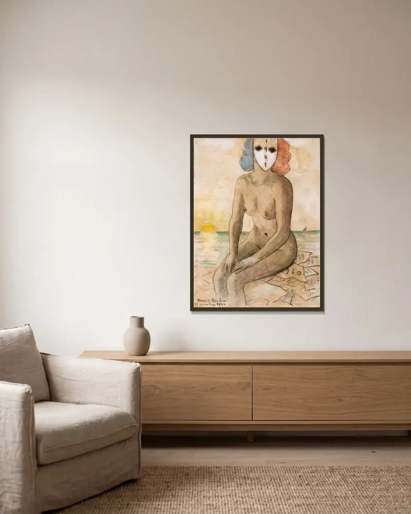 Fransk seger av Francis Picabia inramad på en vägg