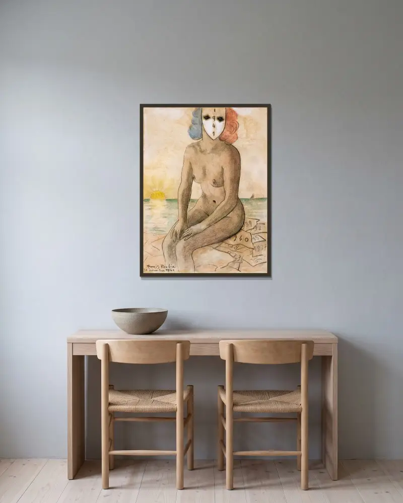 Fransk seger av Francis Picabia inramad på en vägg