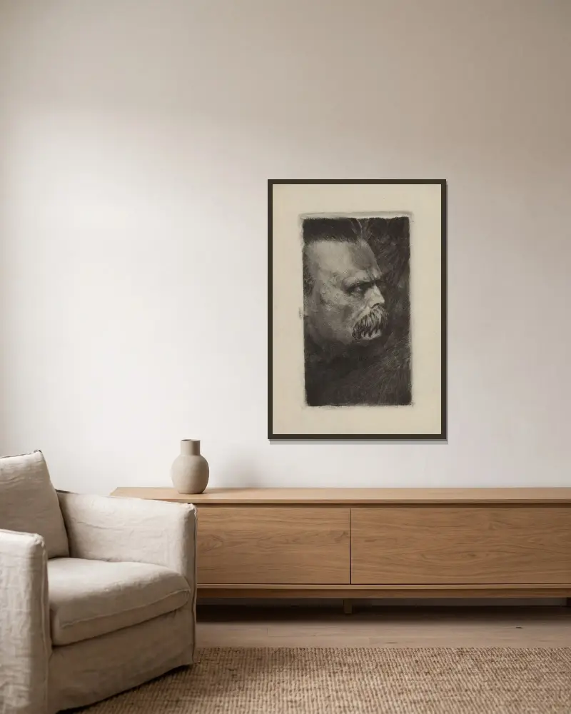 Portret Józefa Piłsudskiego av Franciszek Siedlecki inramad på en vägg
