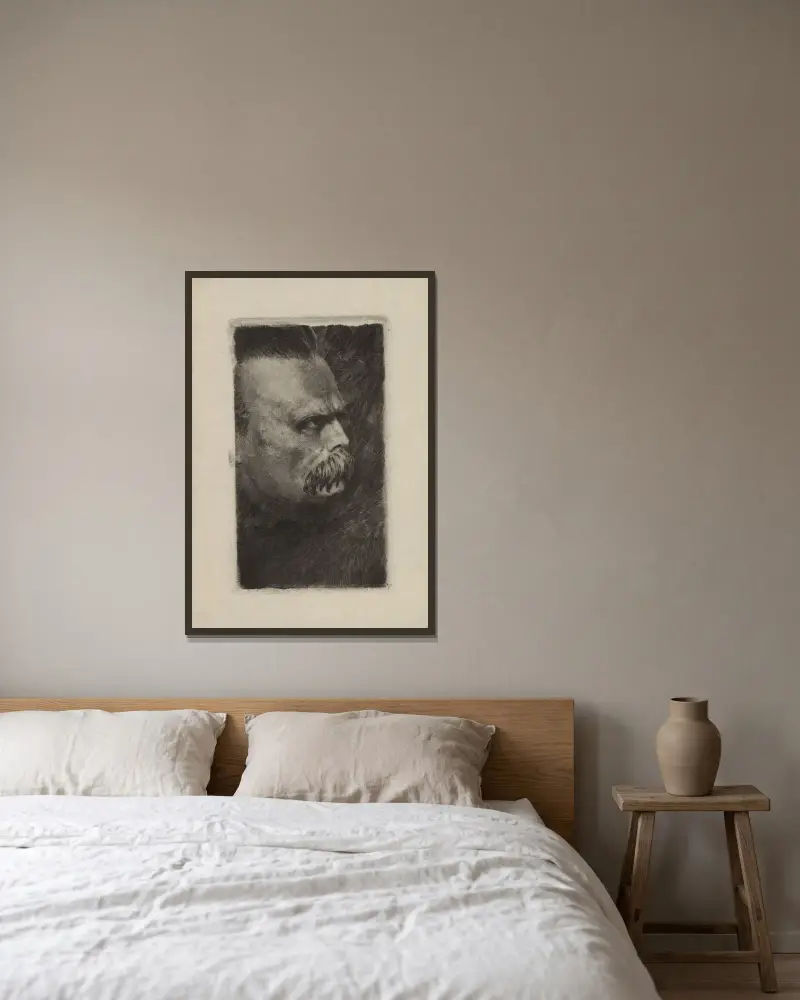 Portret Józefa Piłsudskiego av Franciszek Siedlecki inramad på en vägg