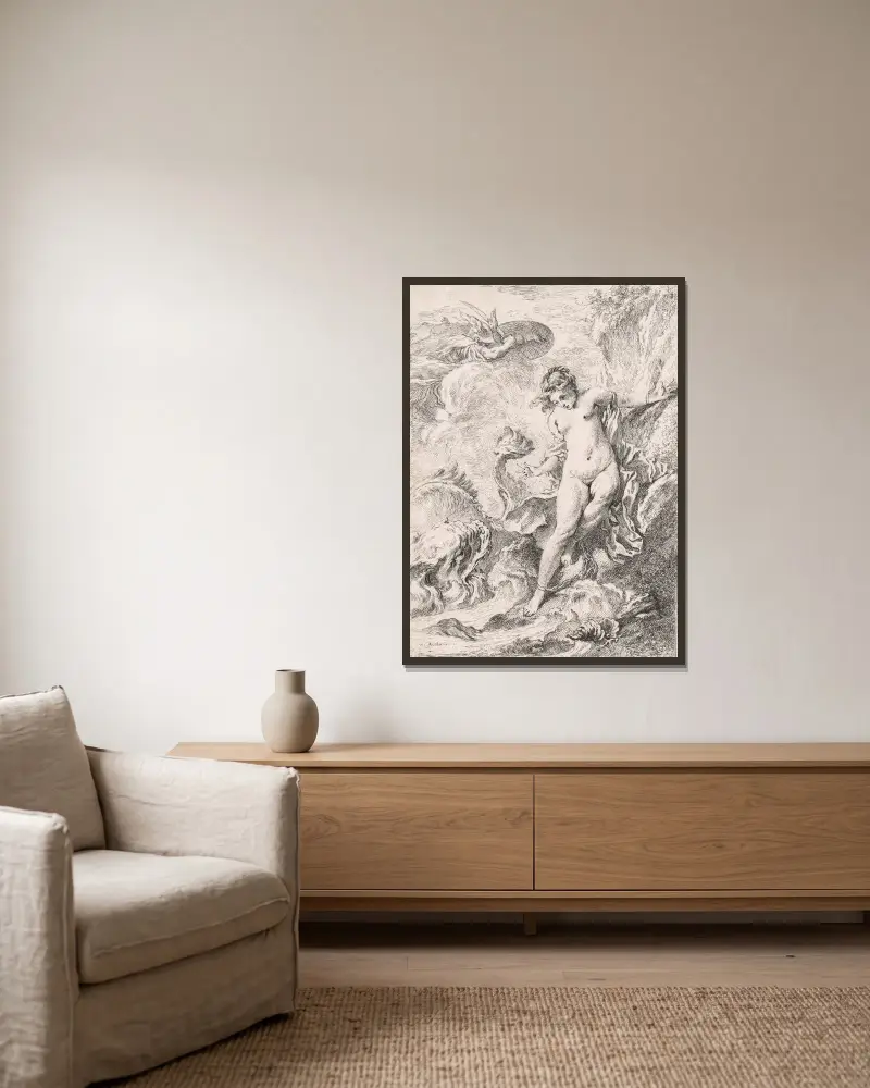 Andromeda av François Boucher inramad på en vägg