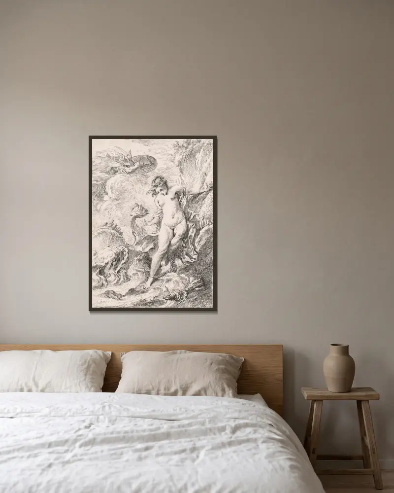 Andromeda av François Boucher inramad på en vägg