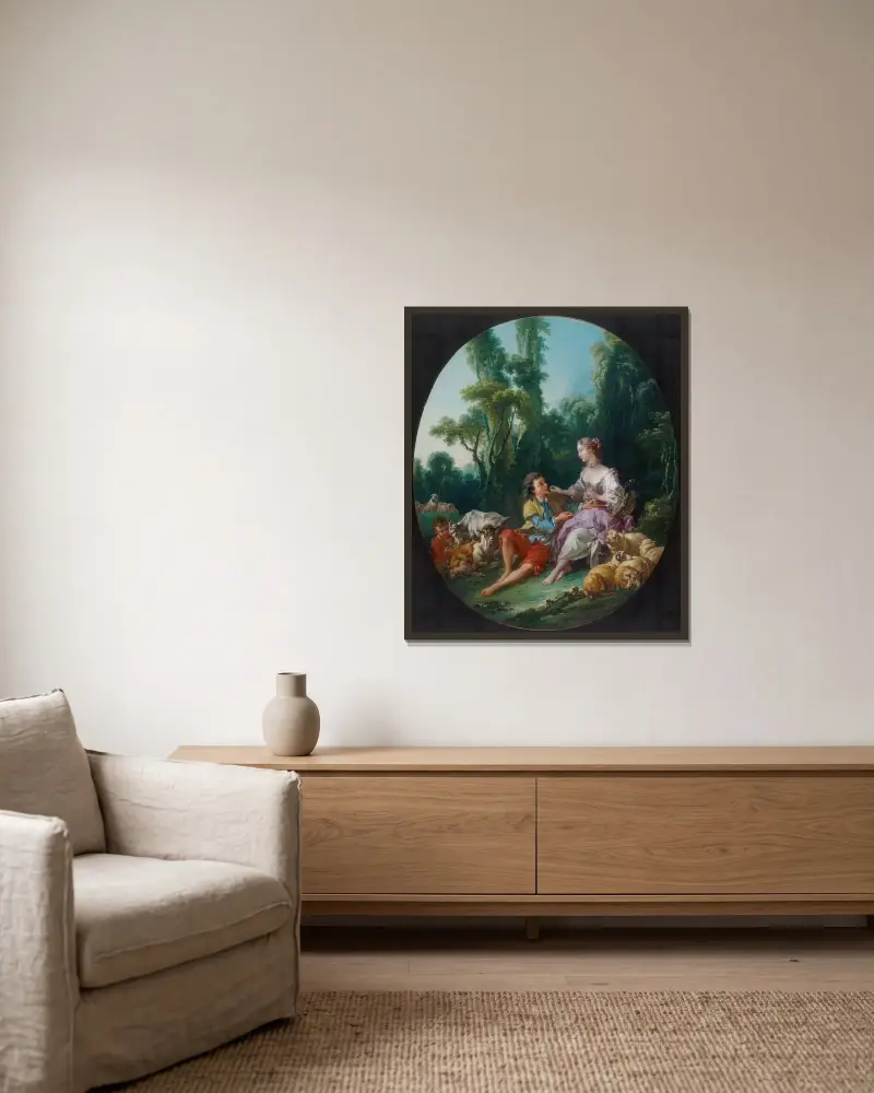 Tänker de på druvan? av François Boucher inramad på en vägg
