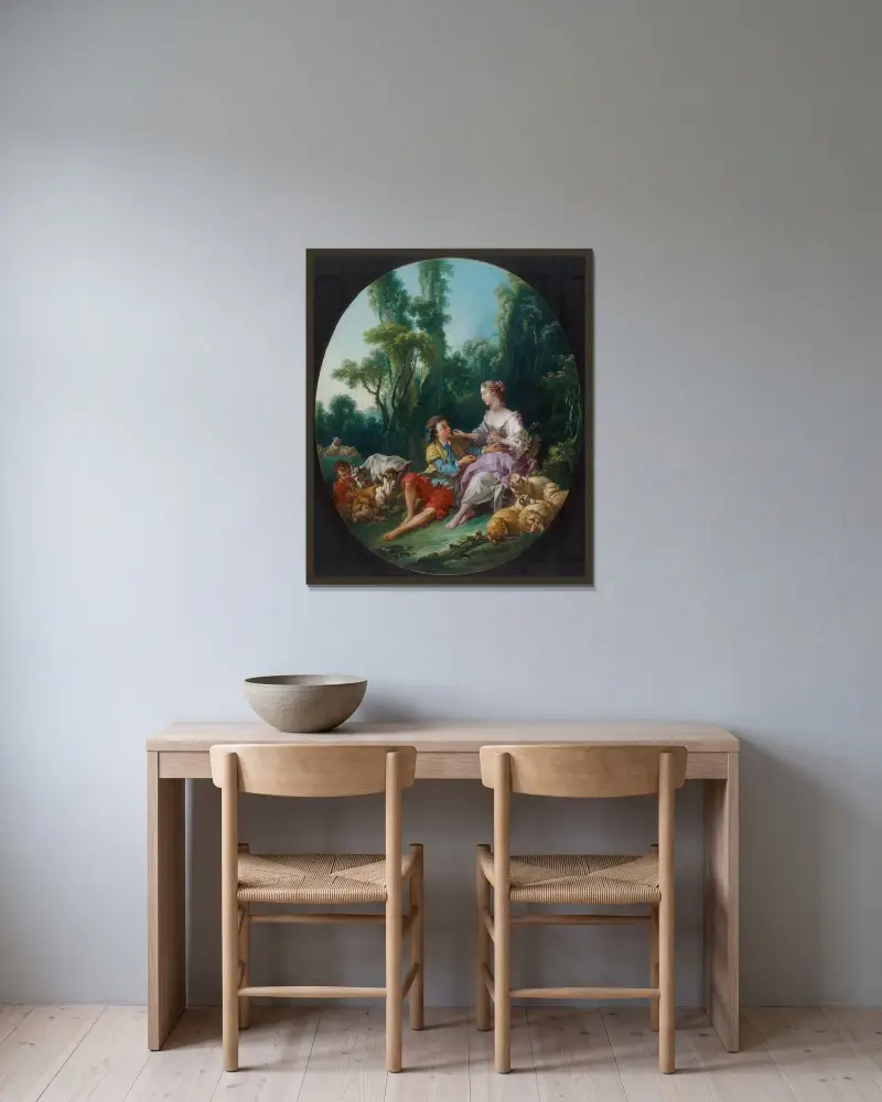 Tänker de på druvan? av François Boucher inramad på en vägg