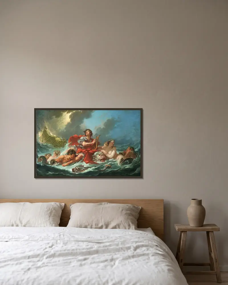 Arion på delfinen av François Boucher inramad på en vägg