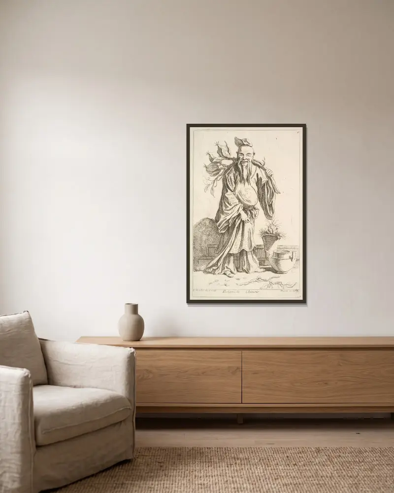 Kinesisk botaniker av François Boucher inramad på en vägg