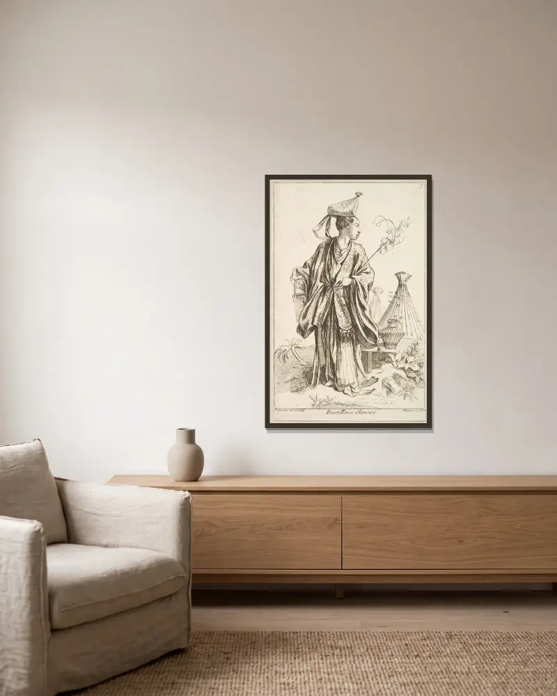 Kinesisk artist av François Boucher inramad på en vägg