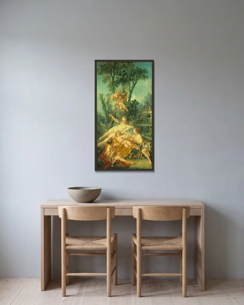 Amor som fånge av François Boucher inramad på en vägg