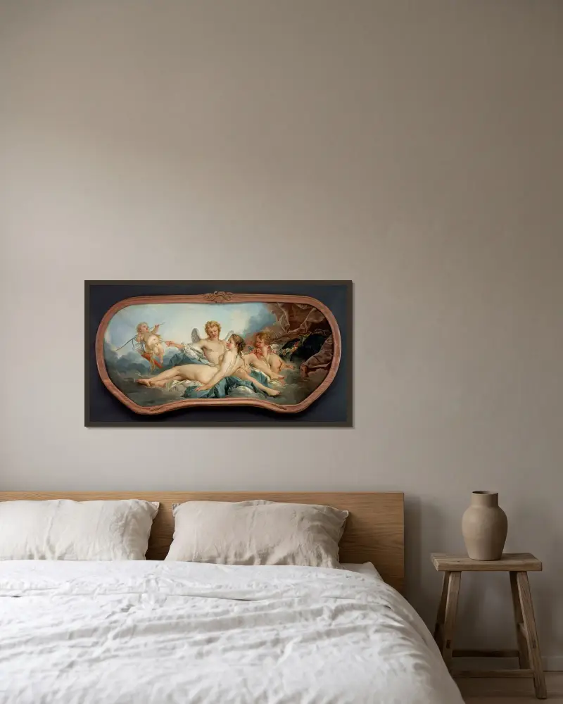 Amor sårar Psyche av François Boucher inramad på en vägg