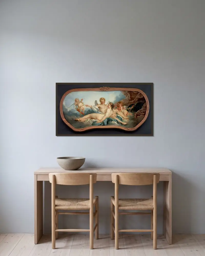 Amor sårar Psyche av François Boucher inramad på en vägg