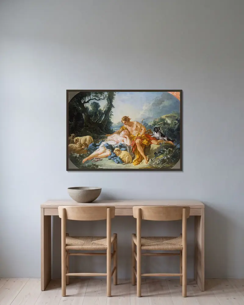 Daphnis und Chloe von François Boucher gerahmt an einer Wand