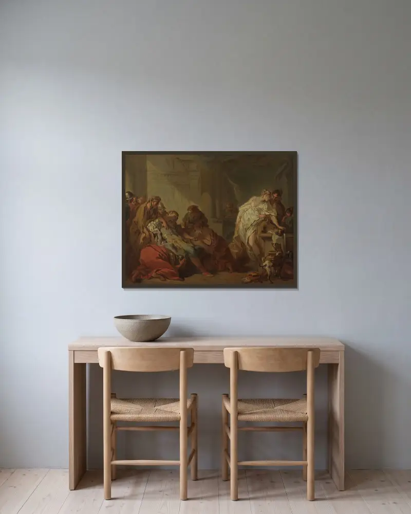 Meleagros död av François Boucher inramad på en vägg
