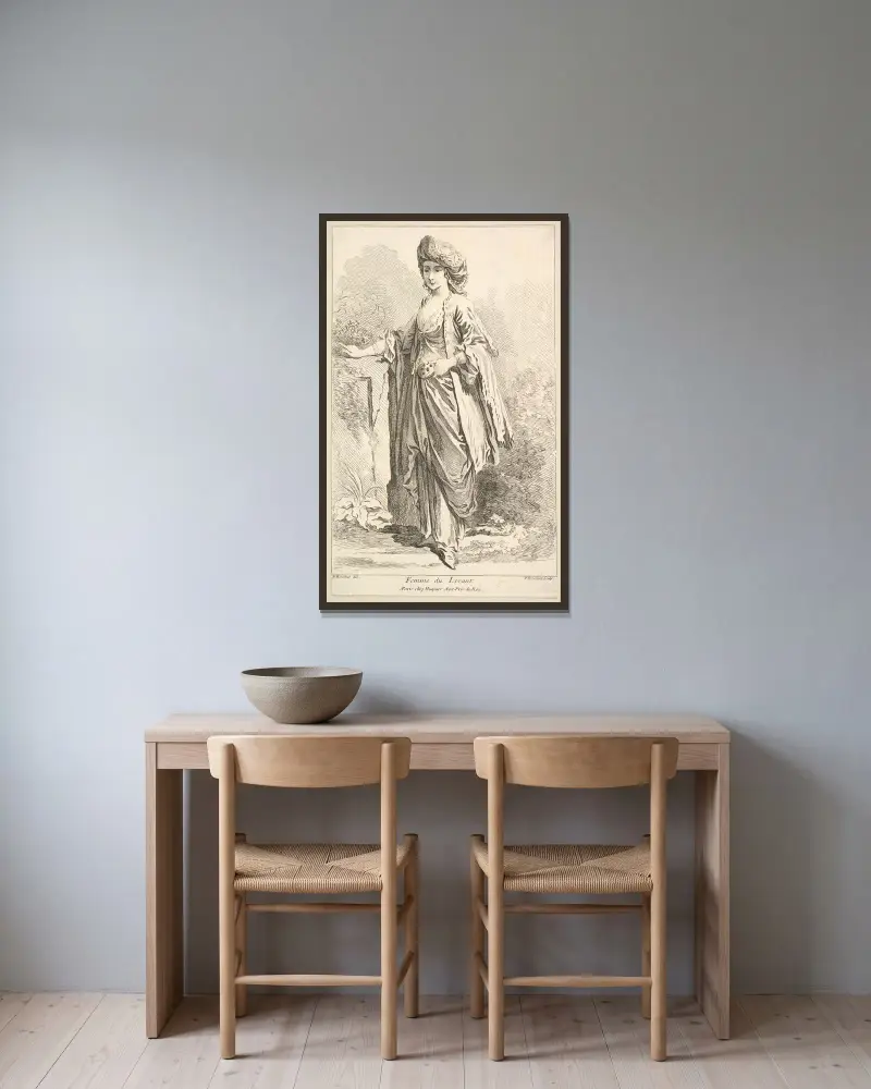 Kvinna från Levanten, pl. 8 av François Boucher inramad på en vägg
