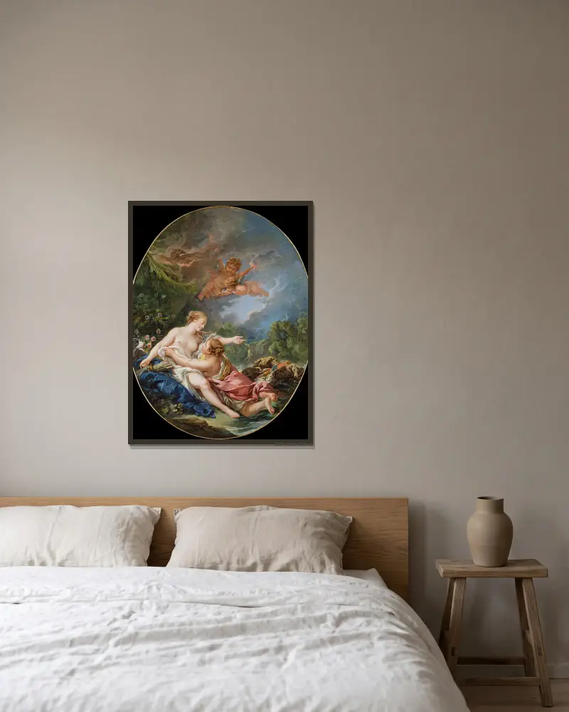 Jupiter und Kallisto von François Boucher gerahmt an einer Wand