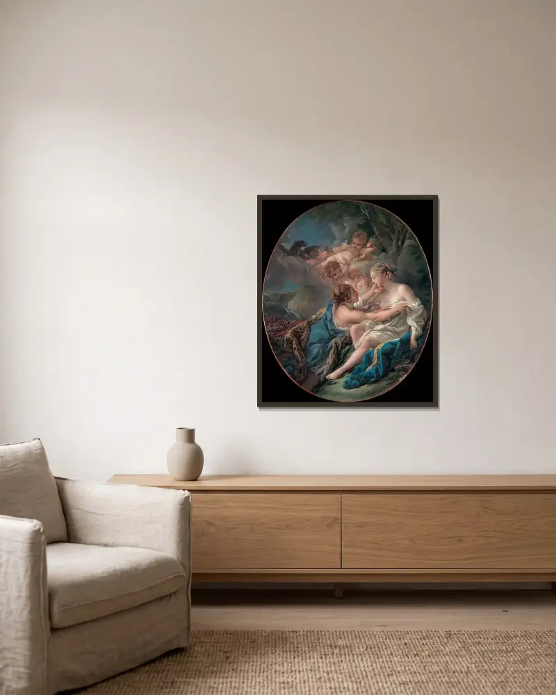Jupiter i Dianas skepnad och Callisto av François Boucher inramad på en vägg