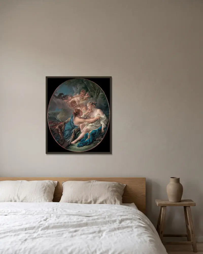 Jupiter i Dianas skepnad och Callisto av François Boucher inramad på en vägg