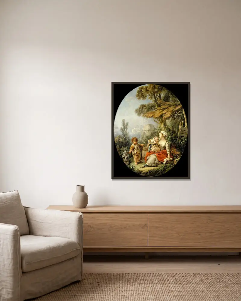 L’Heureuse Mère av François Boucher inramad på en vägg