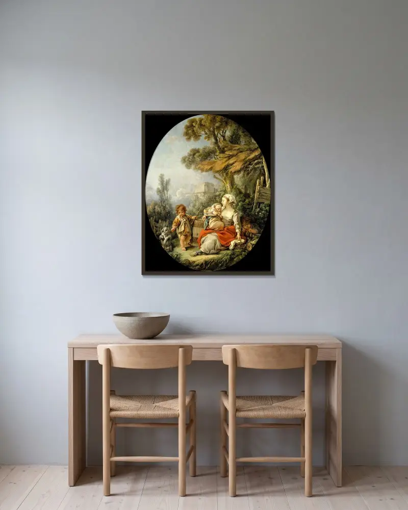 L’Heureuse Mère av François Boucher inramad på en vägg