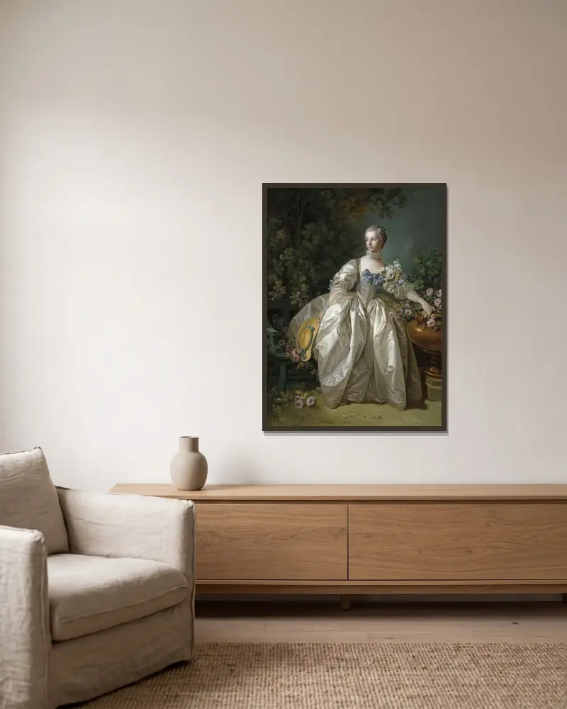 Madame Bergeret av François Boucher inramad på en vägg