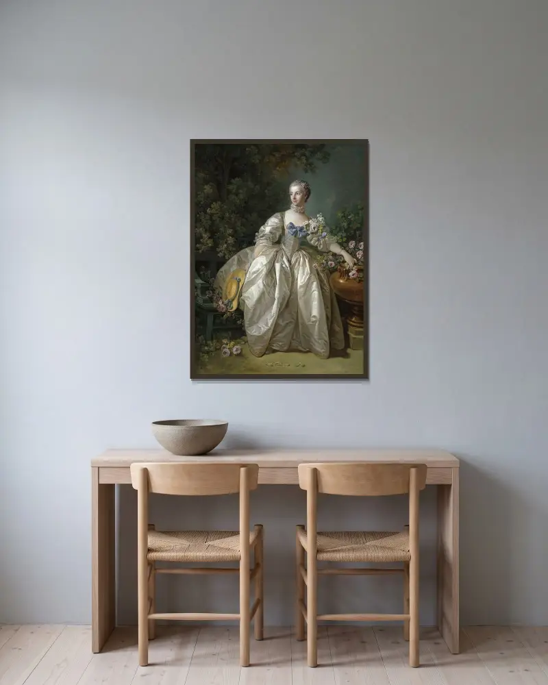 Madame Bergeret av François Boucher inramad på en vägg