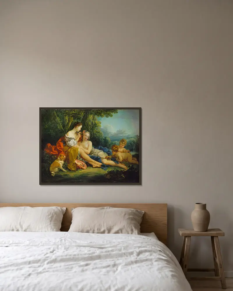Pastorační líčení (La toillette pastorale), François Boucher v rámu na stěně