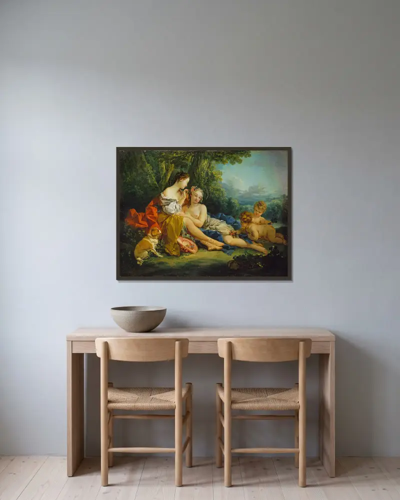 Pastorační líčení (La toillette pastorale), François Boucher v rámu na stěně
