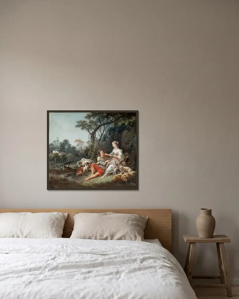 Tänker han på druvorna av François Boucher inramad på en vägg