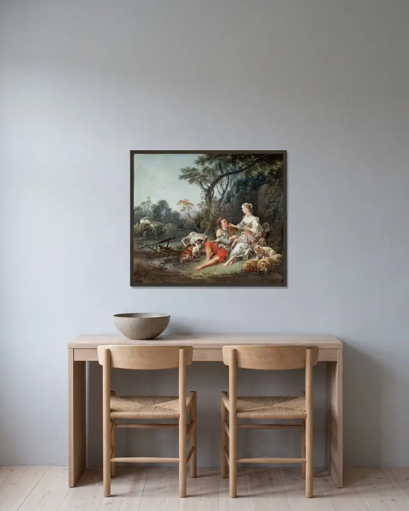 Tänker han på druvorna av François Boucher inramad på en vägg