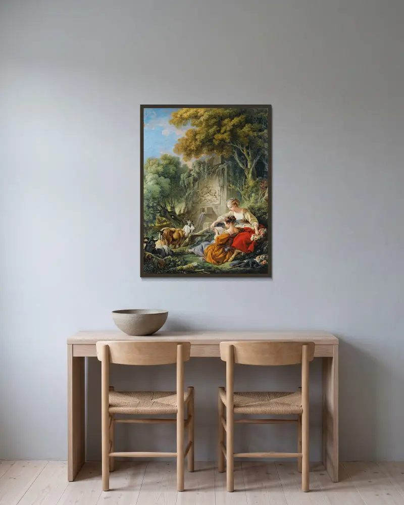 Čtení dopisu, François Boucher v rámu na stěně