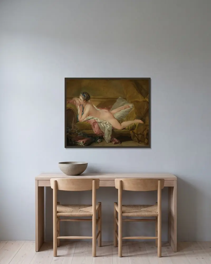 Vilande flicka av François Boucher inramad på en vägg