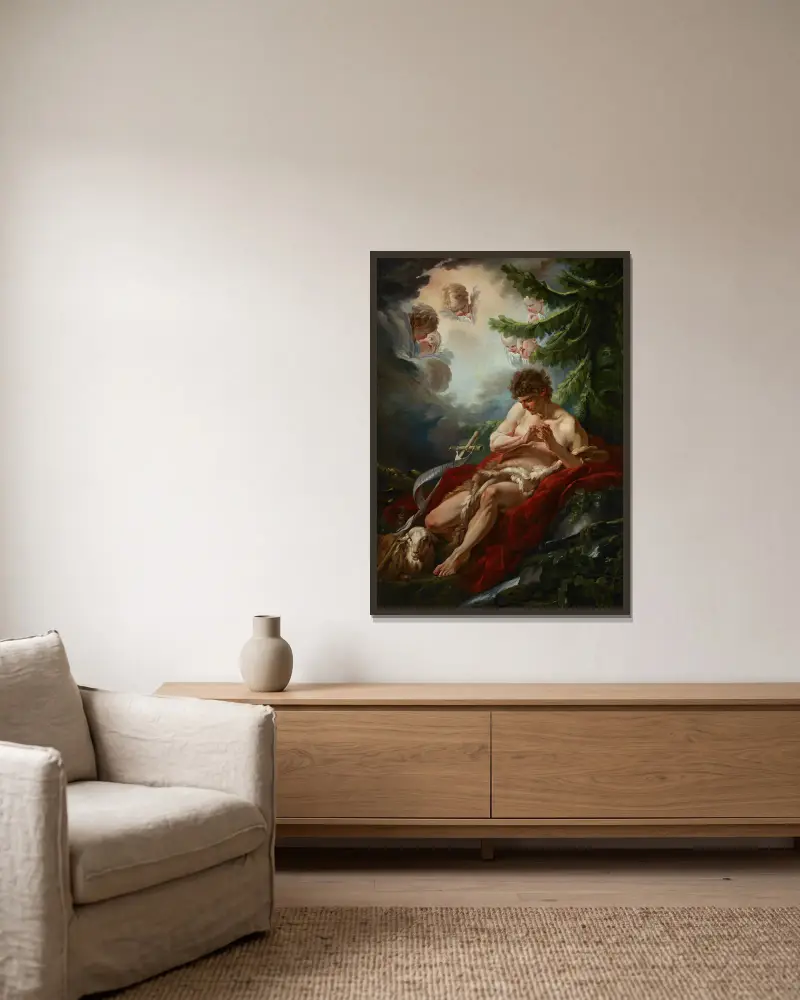 Johannes der Täufer von François Boucher gerahmt an einer Wand