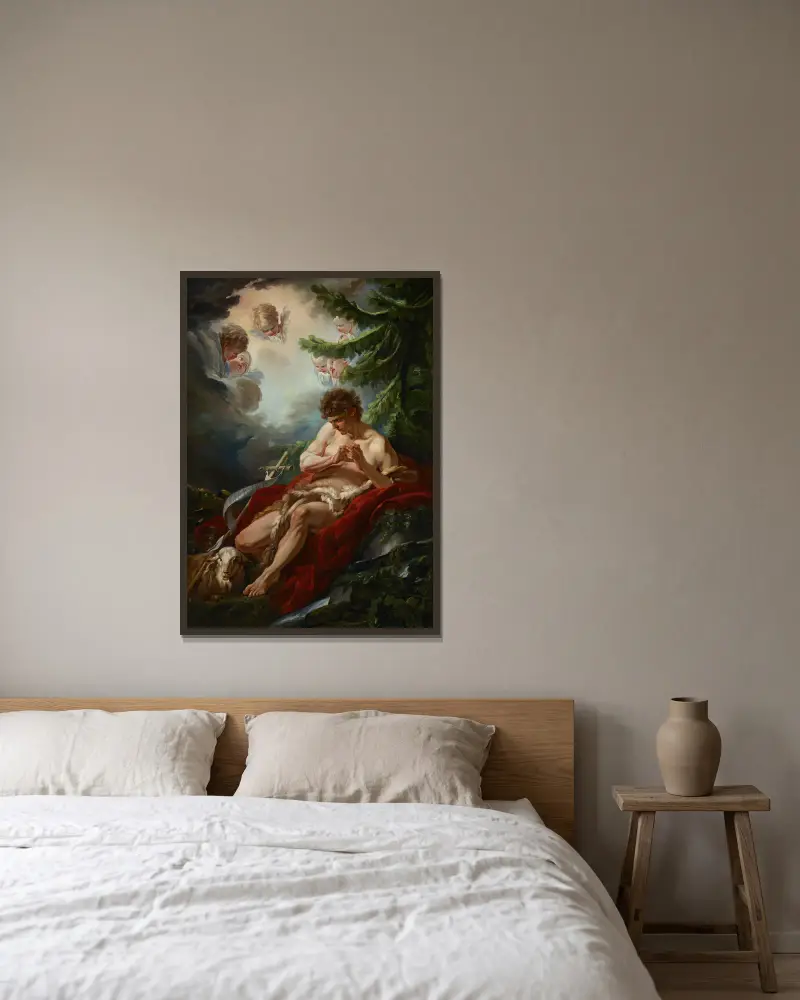 Johannes der Täufer von François Boucher gerahmt an einer Wand