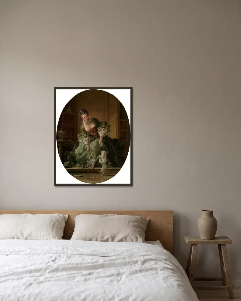 Den fogliga valpen av François Boucher inramad på en vägg