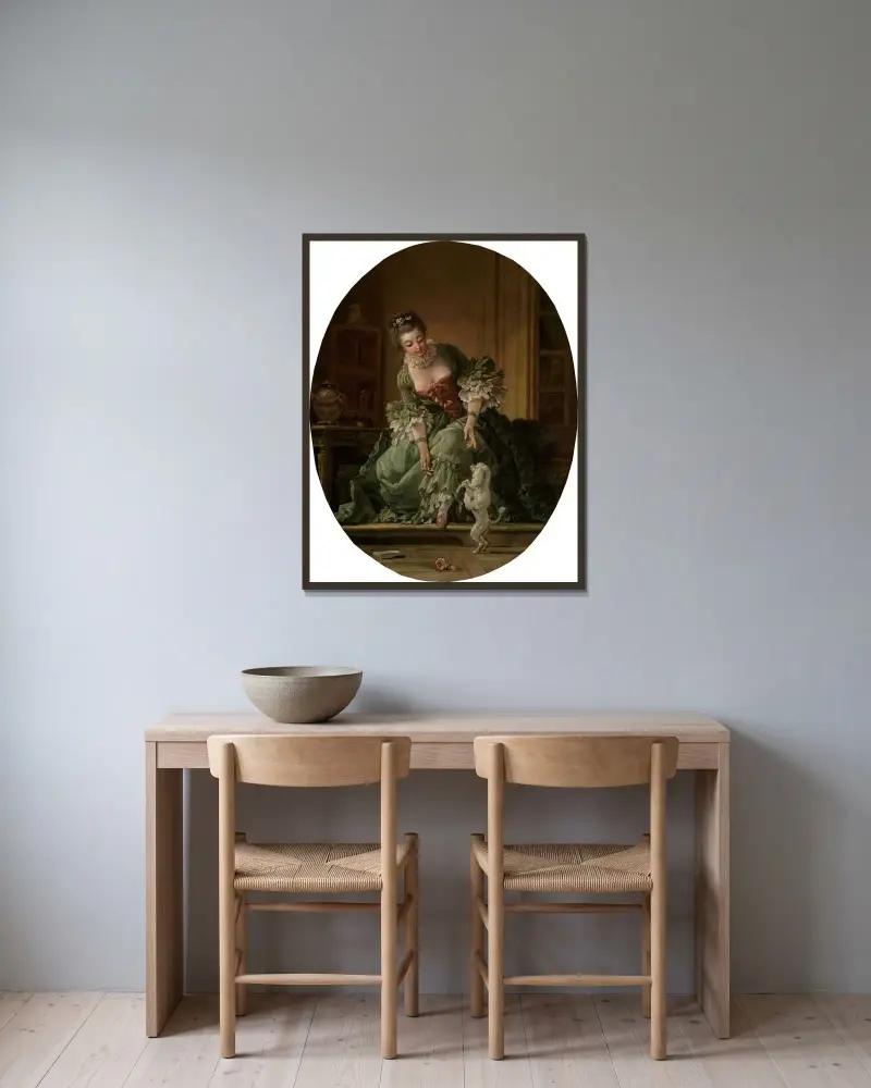 Den fogliga valpen av François Boucher inramad på en vägg