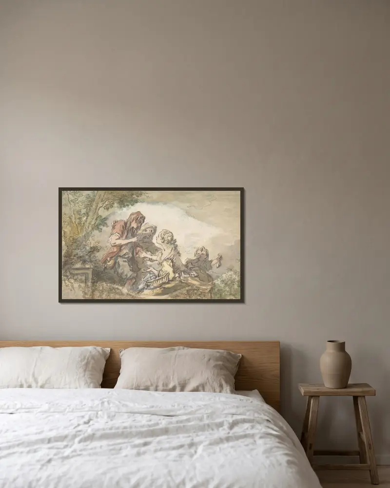 Spåkvinnan av François Boucher inramad på en vägg