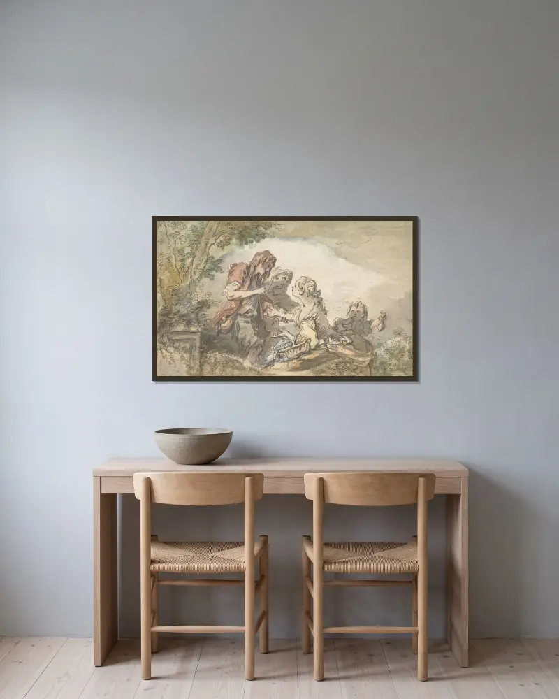 Spåkvinnan av François Boucher inramad på en vägg