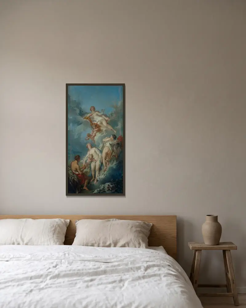 Das Urteil des Paris, 1754 von François Boucher gerahmt an einer Wand