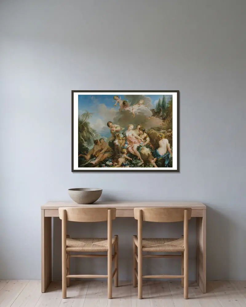 Der Raub der Europa von François Boucher gerahmt an einer Wand