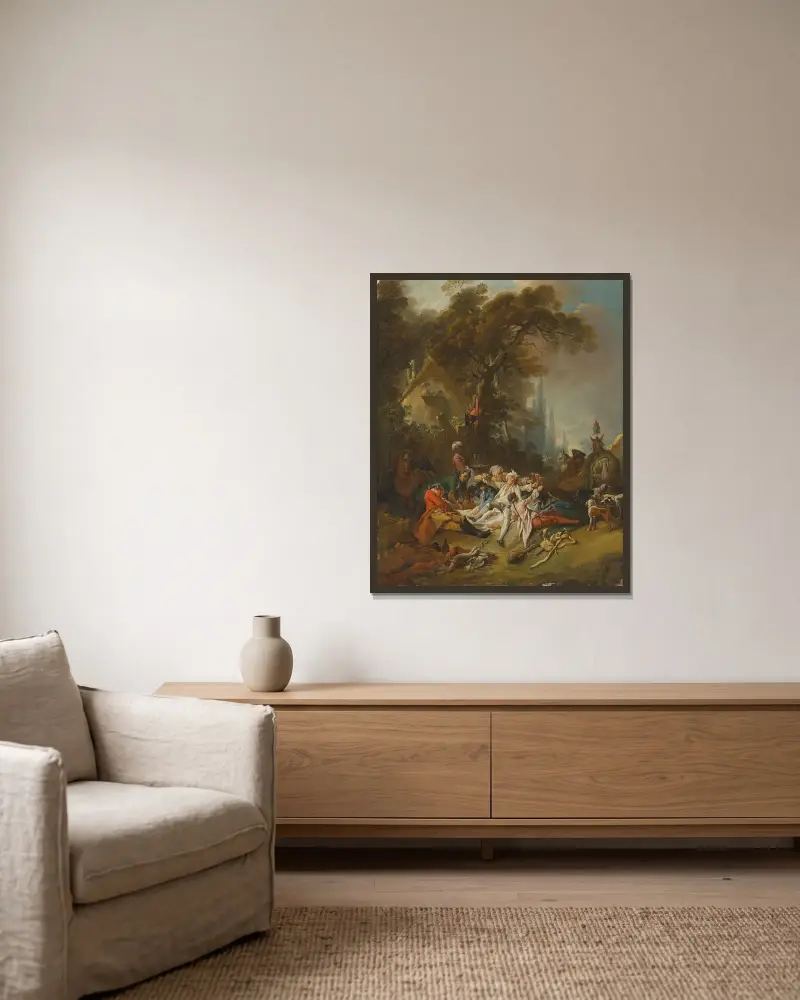 Vilan under jakten av François Boucher inramad på en vägg