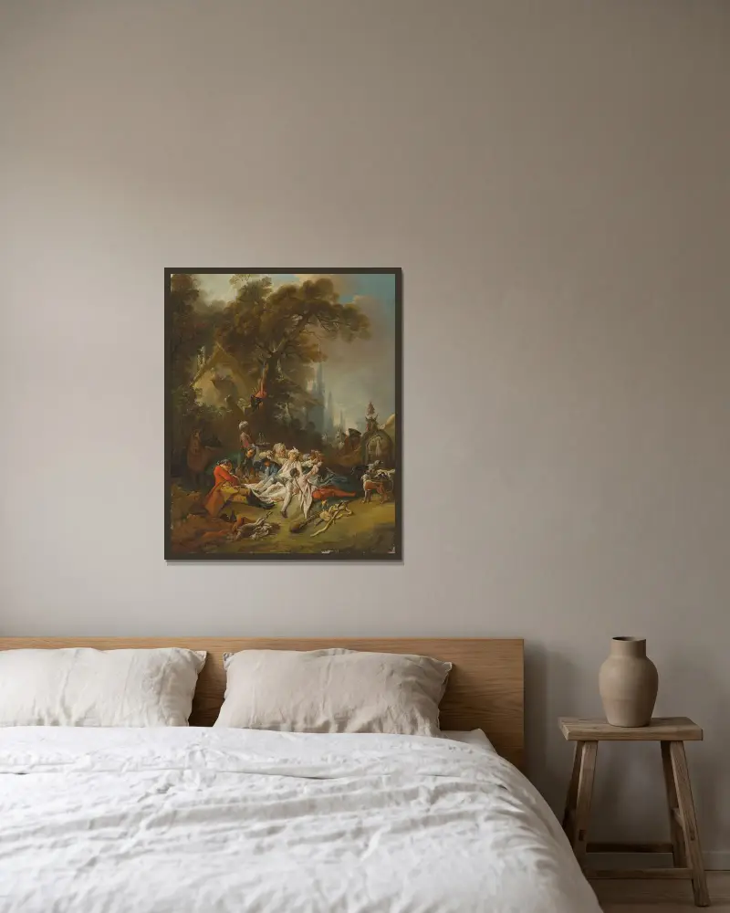 Vilan under jakten av François Boucher inramad på en vägg