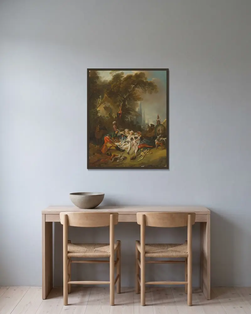 Vilan under jakten av François Boucher inramad på en vägg