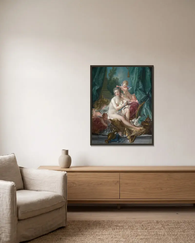 Venus' Toilette, 1751 von François Boucher gerahmt an einer Wand