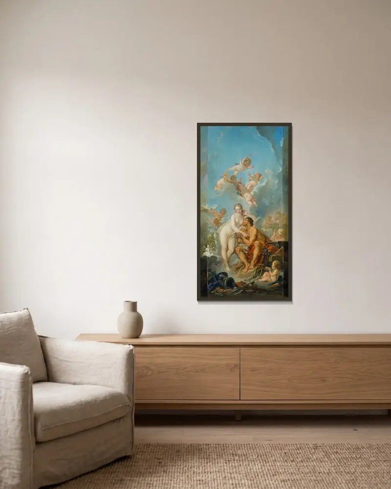 Venus och Vulcanus av François Boucher inramad på en vägg