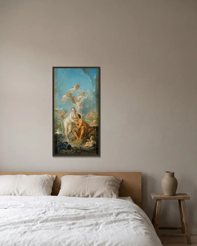 Venus och Vulcanus av François Boucher inramad på en vägg