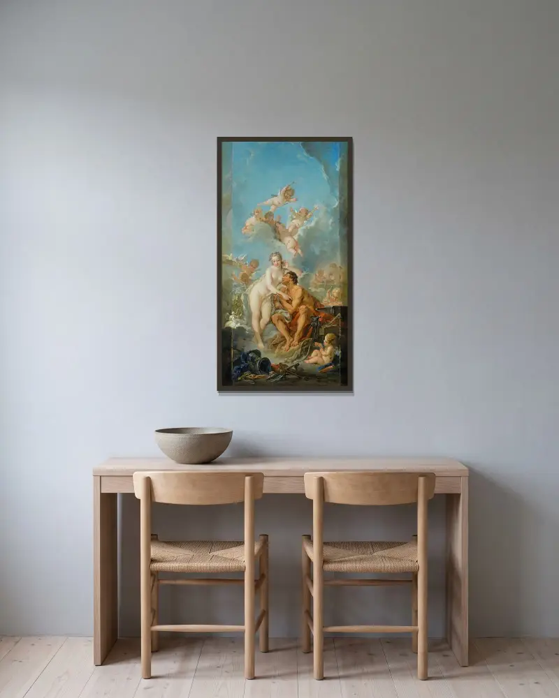 Venus och Vulcanus av François Boucher inramad på en vägg