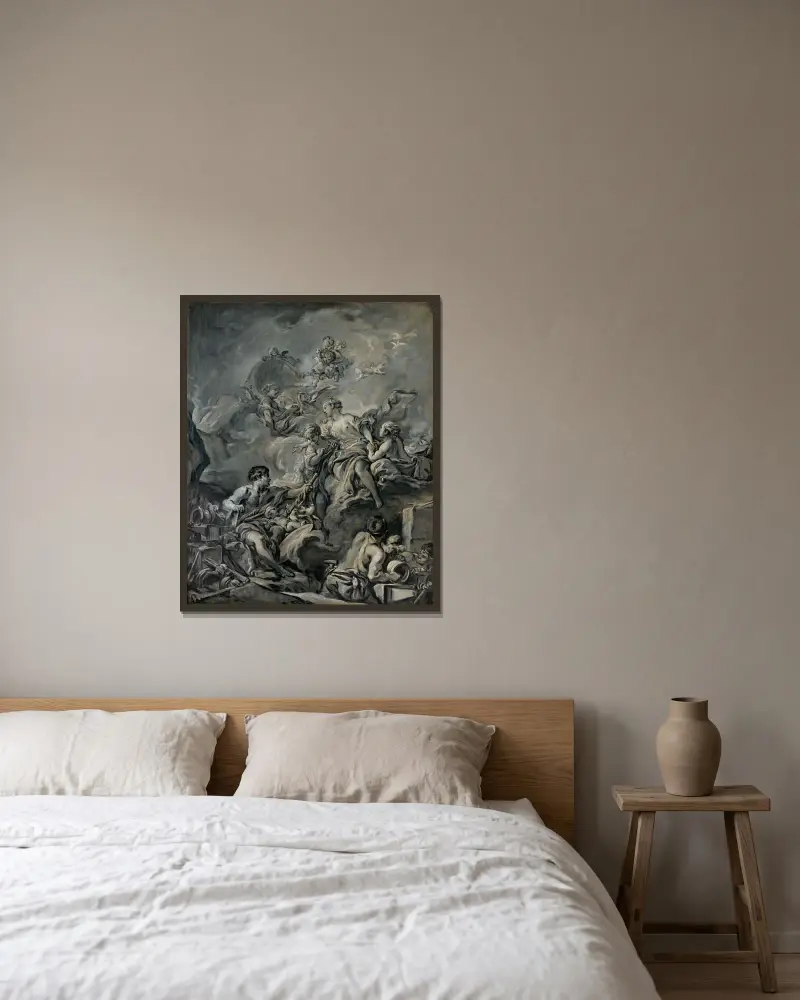 Venus beordrar vapen från Vulcanus av François Boucher inramad på en vägg