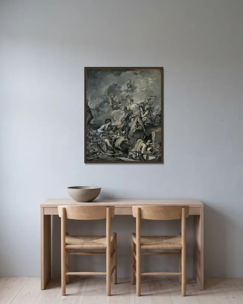 Venus beordrar vapen från Vulcanus av François Boucher inramad på en vägg