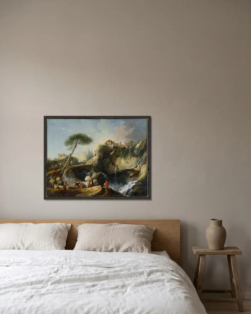 Widok na Tivoli ze świątynią Westy, François Boucher w ramie na ścianie